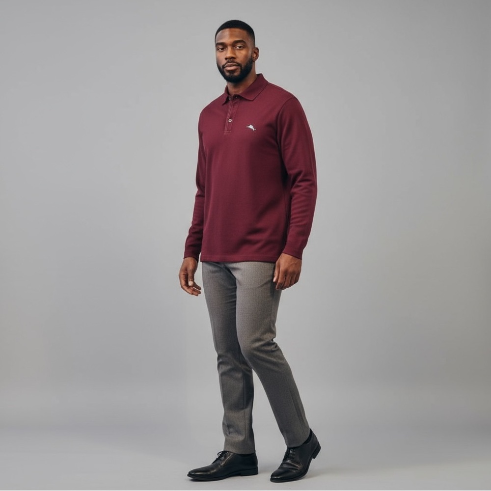 Tommy Bahama Island Zone  Supima Cotton Long Sleeve Polo - Size Medium